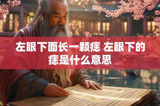 左眼下面长一颗痣 左眼下的痣是什么意思