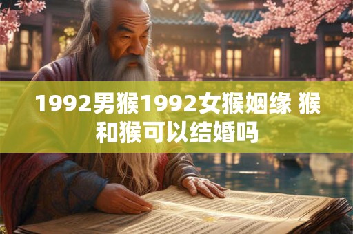 1992男猴1992女猴姻缘 猴和猴可以结婚吗