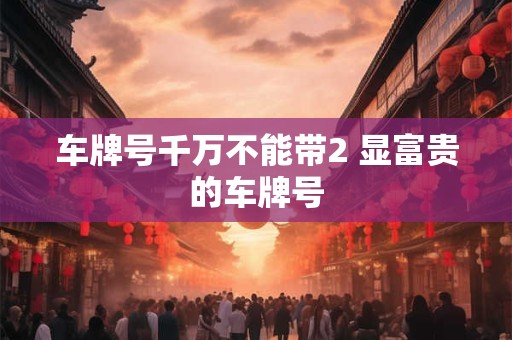 车牌号千万不能带2 显富贵的车牌号