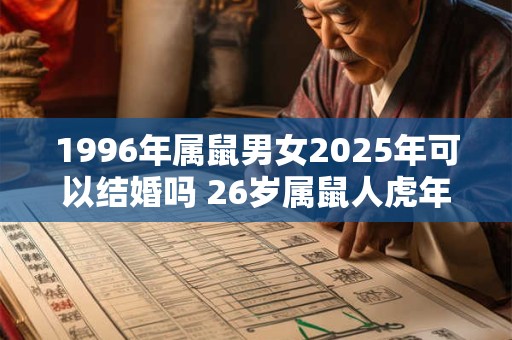 1996年属鼠男女2025年可以结婚吗 26岁属鼠人虎年结婚要注意什么