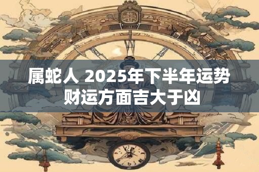 详细阅读:属蛇人 2025年下半年运势 财运方面吉大于凶 属蛇人 2025年下半年运势 财运方面吉大于凶