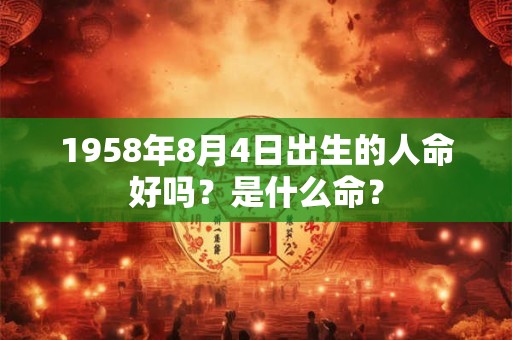 1958年8月4日出生的人命好吗？是什么命？