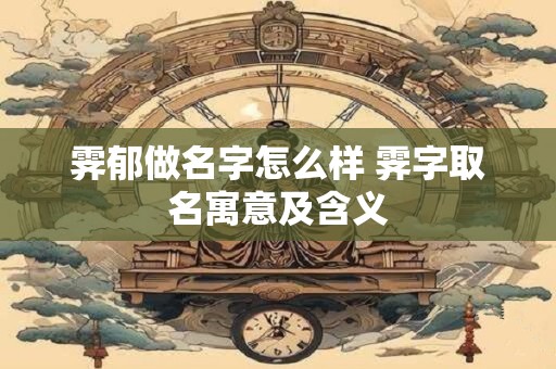 霁郁做名字怎么样 霁字取名寓意及含义