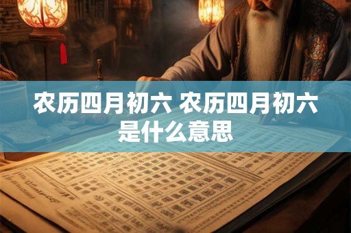 农历四月初六 农历四月初六是什么意思