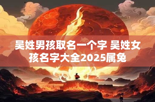 吴姓男孩取名一个字 吴姓女孩名字大全2025属兔