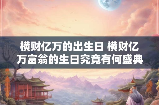 横财亿万的出生日 横财亿万富翁的生日究竟有何盛典