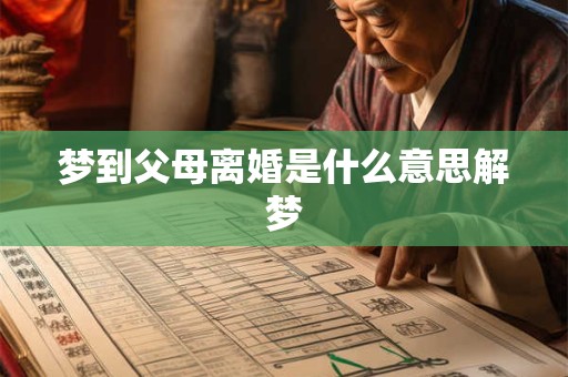 梦到父母离婚是什么意思解梦