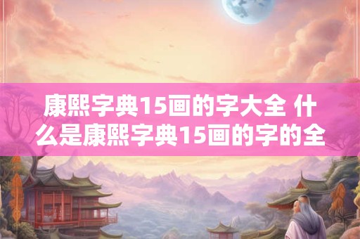 康熙字典15画的字大全 什么是康熙字典15画的字的全集