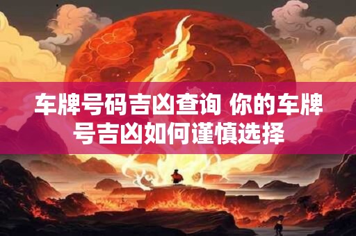 车牌号码吉凶查询 你的车牌号吉凶如何谨慎选择