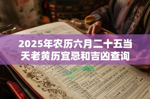 2025年农历六月二十五当天老黄历宜忌和吉凶查询 2025年农历六月二十五当天老黄历宜忌和吉凶查询