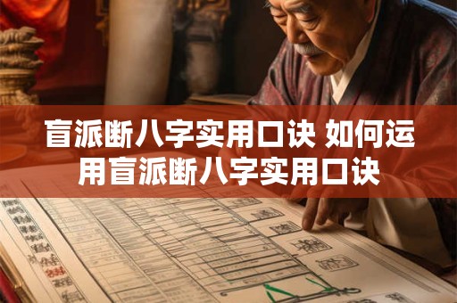盲派断八字实用口诀 如何运用盲派断八字实用口诀