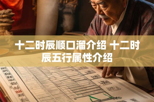 十二时辰顺口溜介绍 十二时辰五行属性介绍