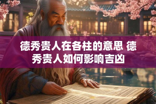 德秀贵人在各柱的意思 德秀贵人如何影响吉凶