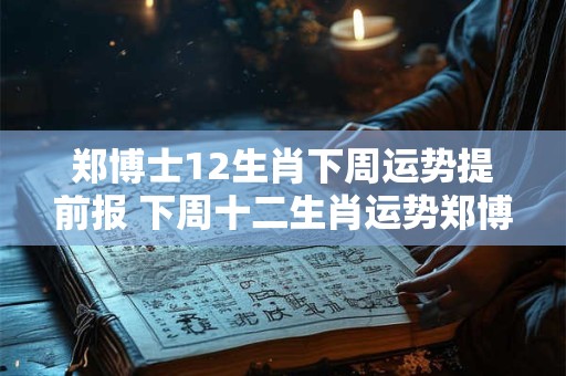 郑博士12生肖下周运势提前报 下周十二生肖运势郑博士预测准确吗