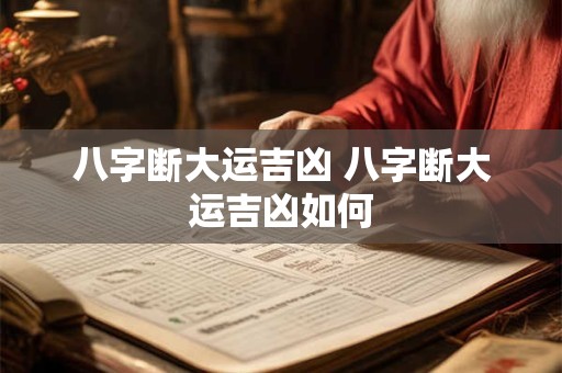 八字断大运吉凶 八字断大运吉凶如何