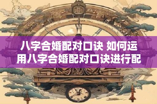 八字合婚配对口诀 如何运用八字合婚配对口诀进行配对