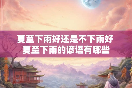 夏至下雨好还是不下雨好 夏至下雨的谚语有哪些 夏至下雨好还是不下雨好 夏至下雨的谚语有哪些