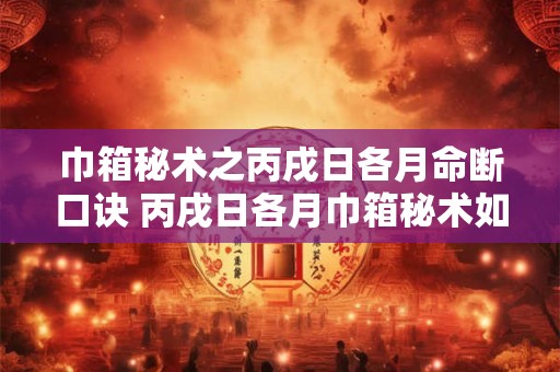 巾箱秘术之丙戌日各月命断口诀 丙戌日各月巾箱秘术如何断命