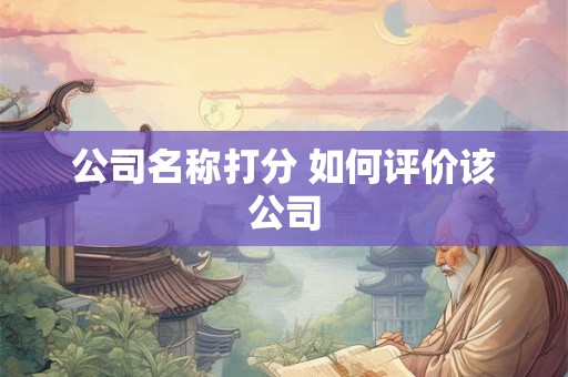 公司名称打分 如何评价该公司