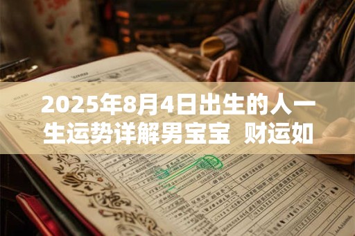 2025年8月4日出生的人一生运势详解男宝宝  财运如何