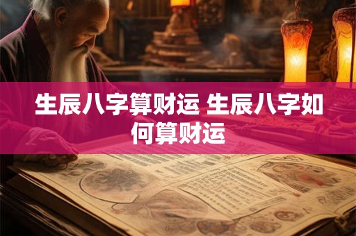 生辰八字算财运 生辰八字如何算财运