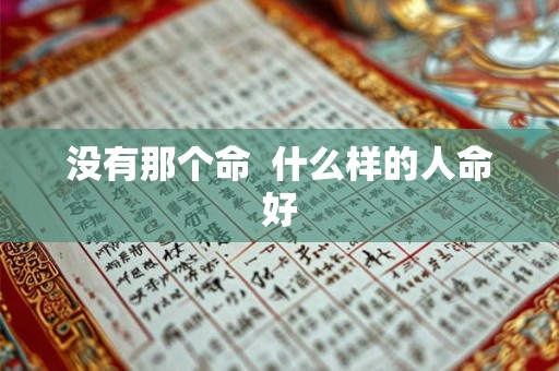没有那个命  什么样的人命好
