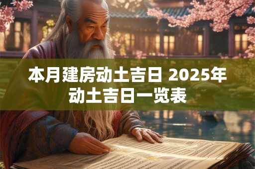 本月建房动土吉日 2025年动土吉日一览表