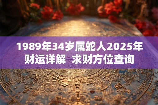 1989年34岁属蛇人2025年财运详解  求财方位查询