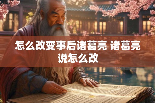 怎么改变事后诸葛亮 诸葛亮说怎么改