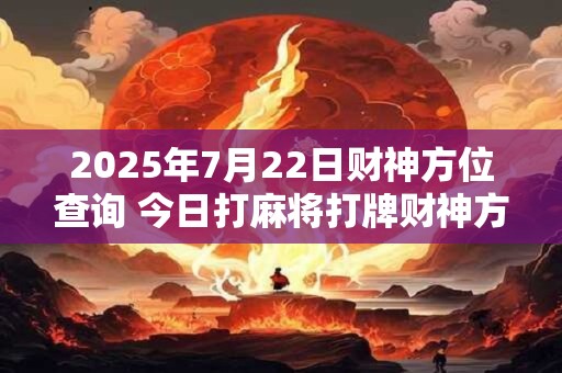 2025年7月22日财神方位查询 今日打麻将打牌财神方位