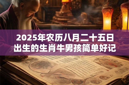 2025年农历八月二十五日出生的生肖牛男孩简单好记的名字推荐