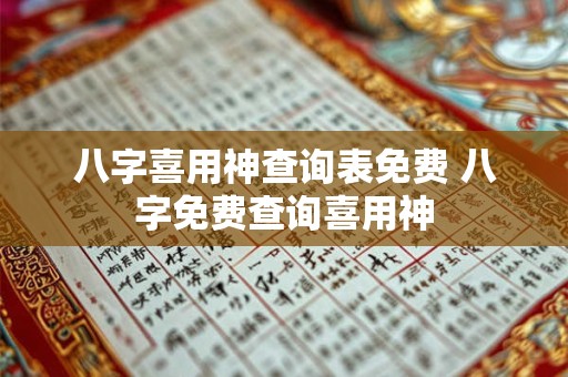八字喜用神查询表免费 八字免费查询喜用神