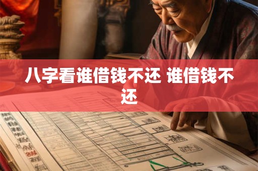 八字看谁借钱不还 谁借钱不还