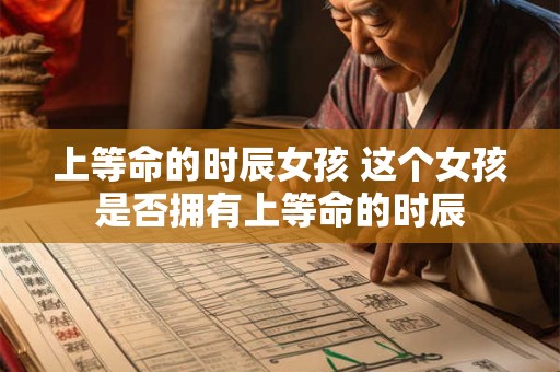 上等命的时辰女孩 这个女孩是否拥有上等命的时辰