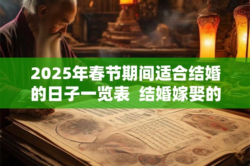 2025年春节期间适合结婚的日子一览表  结婚嫁娶的黄道吉日