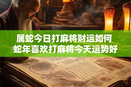 属蛇今日打麻将财运如何 蛇年喜欢打麻将今天运势好不好 属蛇今日打麻将财运如何 蛇年喜欢打麻将今天运势好不好