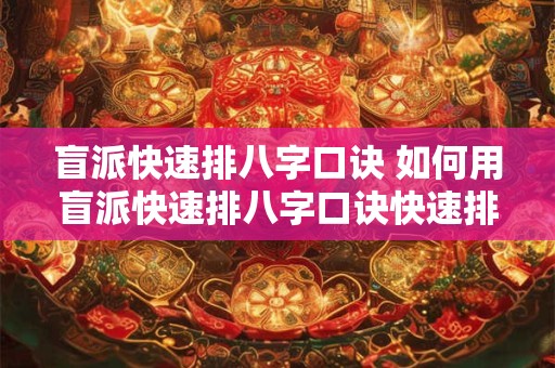 盲派快速排八字口诀 如何用盲派快速排八字口诀快速排八字