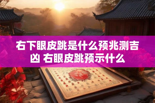 右下眼皮跳是什么预兆测吉凶 右眼皮跳预示什么