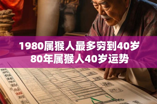 1980属猴人最多穷到40岁 80年属猴人40岁运势