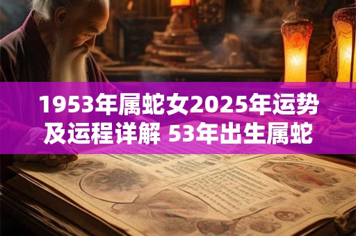 1953年属蛇女2025年运势及运程详解 53年出生属蛇人2025全年每月运势女性