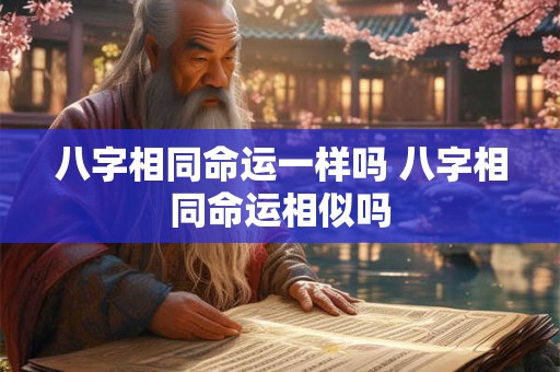 八字相同命运一样吗 八字相同命运相似吗