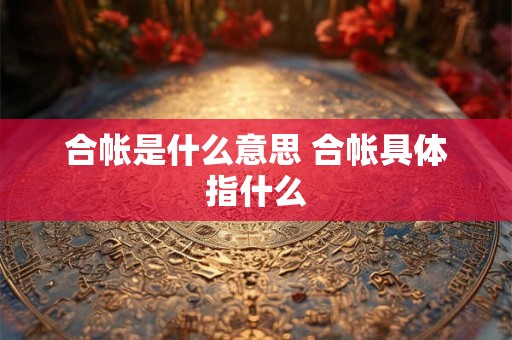 合帐是什么意思 合帐具体指什么