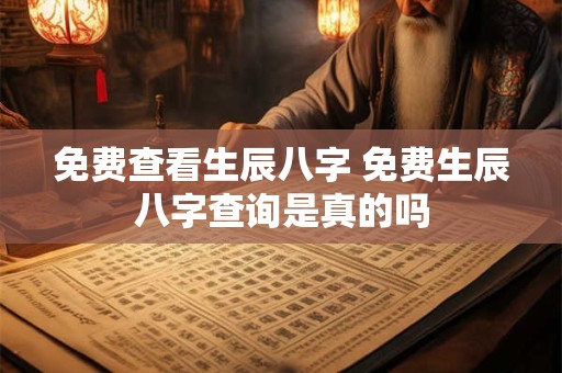 免费查看生辰八字 免费生辰八字查询是真的吗