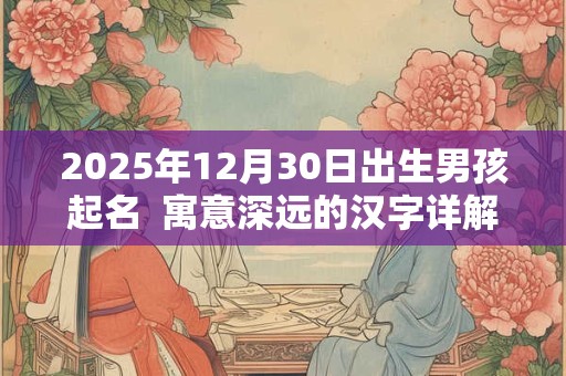 2025年12月30日出生男孩起名  寓意深远的汉字详解