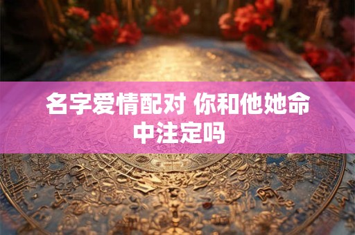 名字爱情配对 你和他她命中注定吗