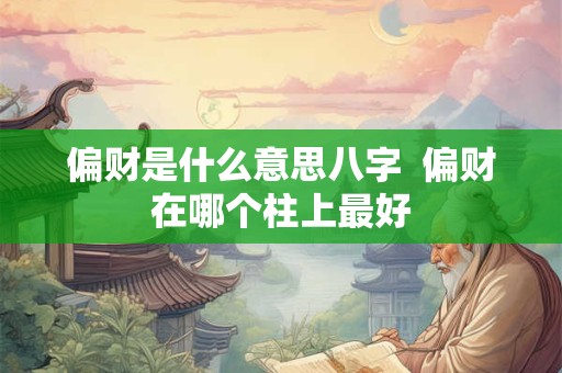 偏财是什么意思八字  偏财在哪个柱上最好