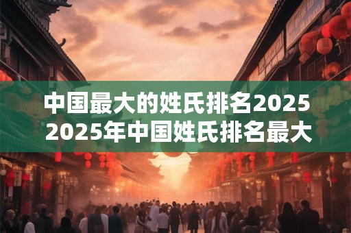 中国最大的姓氏排名2025 2025年中国姓氏排名最大的是哪个