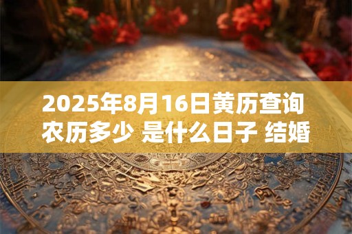 2025年8月16日黄历查询 农历多少 是什么日子 结婚吉时
