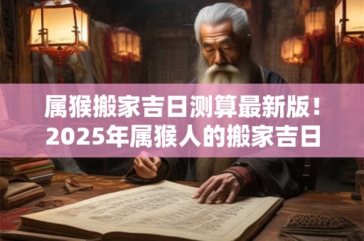 属猴搬家吉日测算最新版！2025年属猴人的搬家吉日一览表