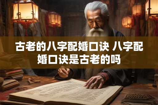 古老的八字配婚口诀 八字配婚口诀是古老的吗